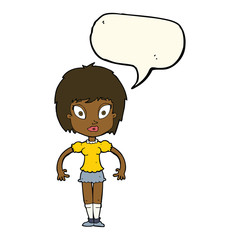 cartoon pretty girl with speech bubble