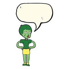 cartoon halloween girl with speech bubble
