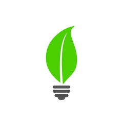 Fototapeta na wymiar Light bulb with green leaf