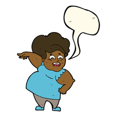 cartoon overweight woman with speech bubble