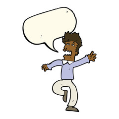 cartoon man panicking with speech bubble