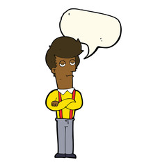 cartoon bored man with speech bubble