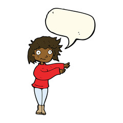 cartoon dancing woman with speech bubble