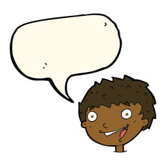 cartoon laughing boy with speech bubble