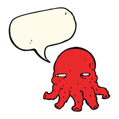 cartoon alien face with speech bubble