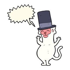 cartoon monkey in top hat with speech bubble