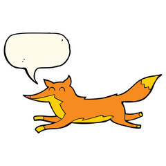 cartoon running fox with speech bubble
