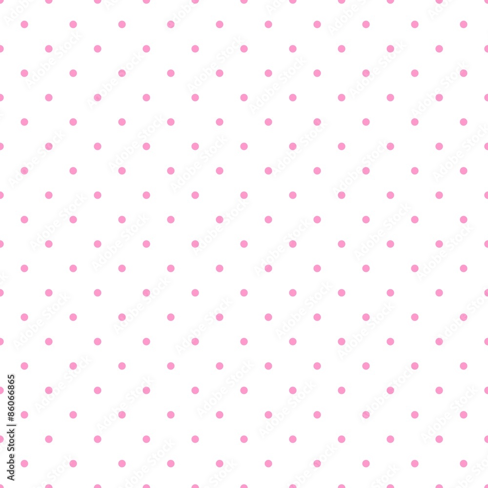 Poster tile vector pattern with pink polka dots on white background