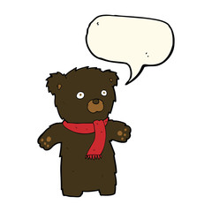 cartoon cute black bear with speech bubble