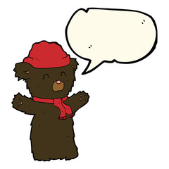 cartoon cute black bear with speech bubble