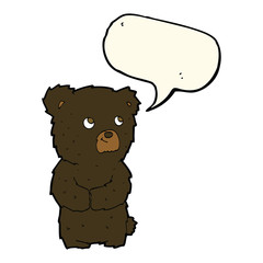 cartoon black bear cub with speech bubble