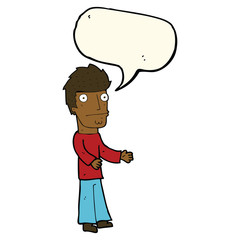 cartoon confused man with speech bubble
