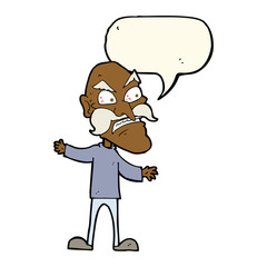 cartoon angry old man with speech bubble