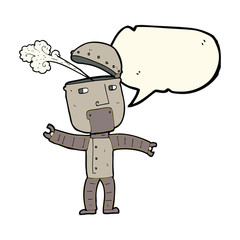 cartoon funny robot with speech bubble