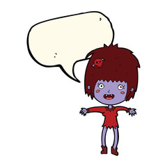 cartoon vampire girl with speech bubble