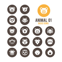 Animal face icons. Vector illustration.