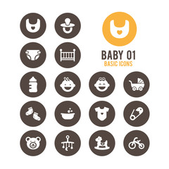 Baby icons. Cute baby. Vector illustration.