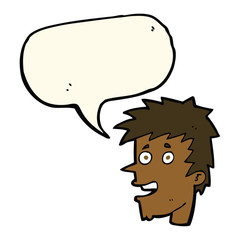 cartoon happy boy face with speech bubble