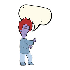 cartoon vampire with speech bubble