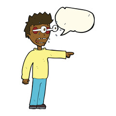 cartoon man with popping out eyes with speech bubble
