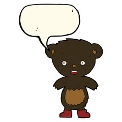 cartoon black bear cub with speech bubble