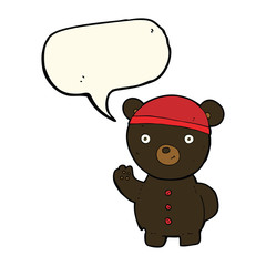 cartoon black bear cub with speech bubble