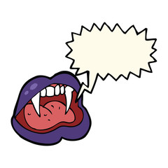 cartoon vampire lips with speech bubble