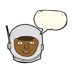 cartoon astronaut head with speech bubble