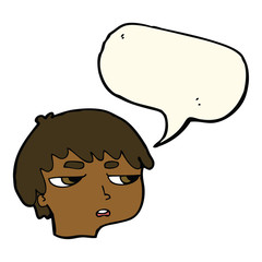 cartoon annoyed boy with speech bubble