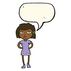 cartoon woman with speech bubble