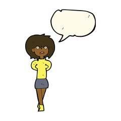 cartoon shocked woman with speech bubble