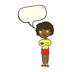 cartoon annoyed woman with speech bubble