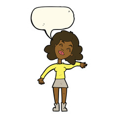 cartoon woman only joking with speech bubble