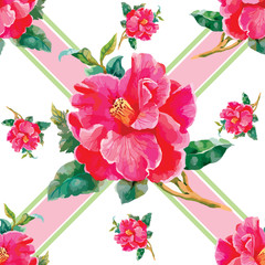 Obraz premium Seamless patterns with Beautiful flowers, watercolor illustration