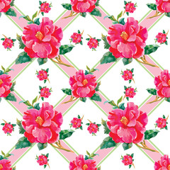 Seamless patterns with Beautiful flowers, watercolor illustration