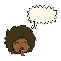 cartoon woman screaming with speech bubble