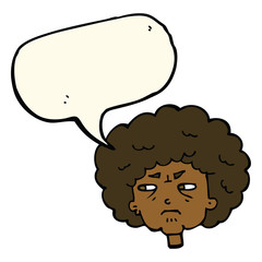 cartoon bitter old woman with speech bubble