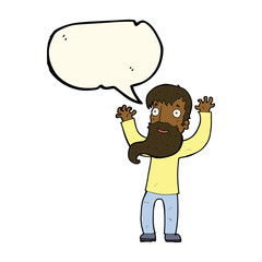 cartoon excited man with beard with speech bubble