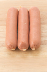 sausage on wood board