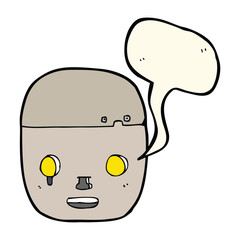 cartoon robot head with speech bubble