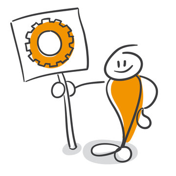 recommend clip art: Strichmännchen Serie Pumpy / Schild Zahnrad