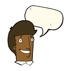 cartoon happy man with speech bubble