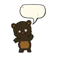cute black bear cartoon with speech bubble