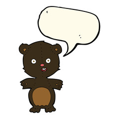 cute black bear cartoon with speech bubble