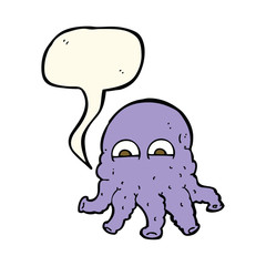 cartoon alien squid face with speech bubble