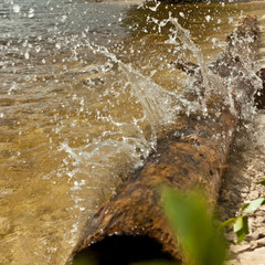 Splashes of water from the waves