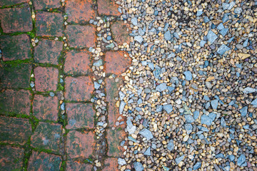brick wall and rock stone design floor