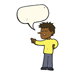 cartoon man pointing with speech bubble