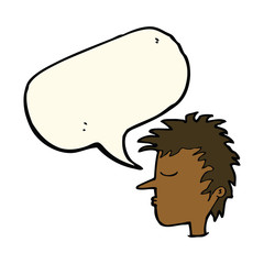 cartoon male face with speech bubble