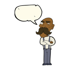 cartoon angry old man with speech bubble